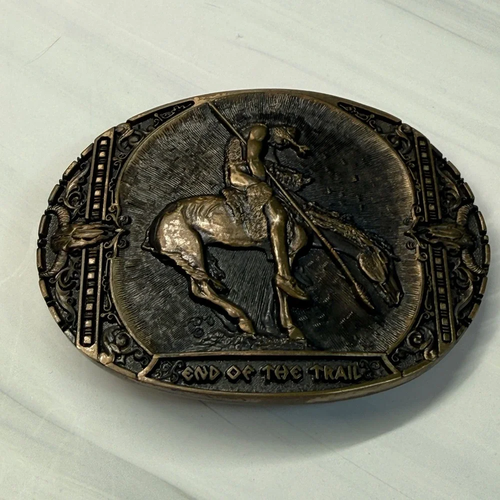 Montana Silversmiths End of Trail Belt Buckle Bronze Tone Western Steer Skull